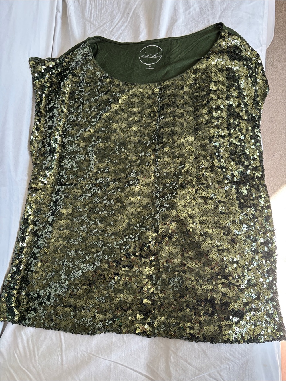 Olive Green Sequin Tank Top